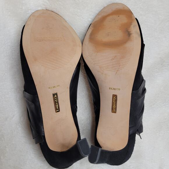 Louis et Cie Idola Suede Leather Bow Peep Toe High Heeled Gold Zip Bootie✨️8.5 - Picture 11 of 16